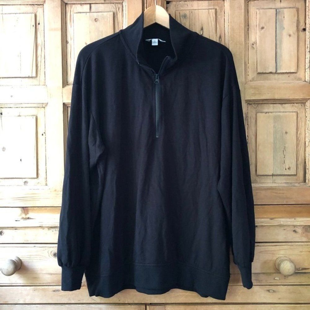 Women's Three Dots XL‎ Extra Large Black Quarter Zip Pullover Sweater